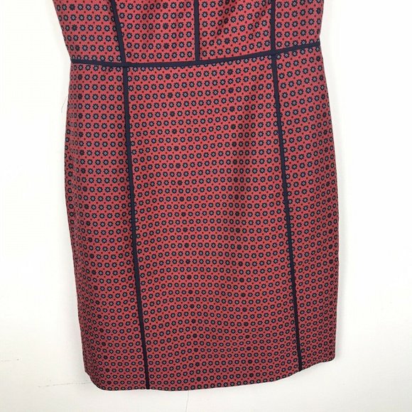 NWT J.Crew Sheath Dress Crimson Foulard Geo Print - Picture 7 of 9